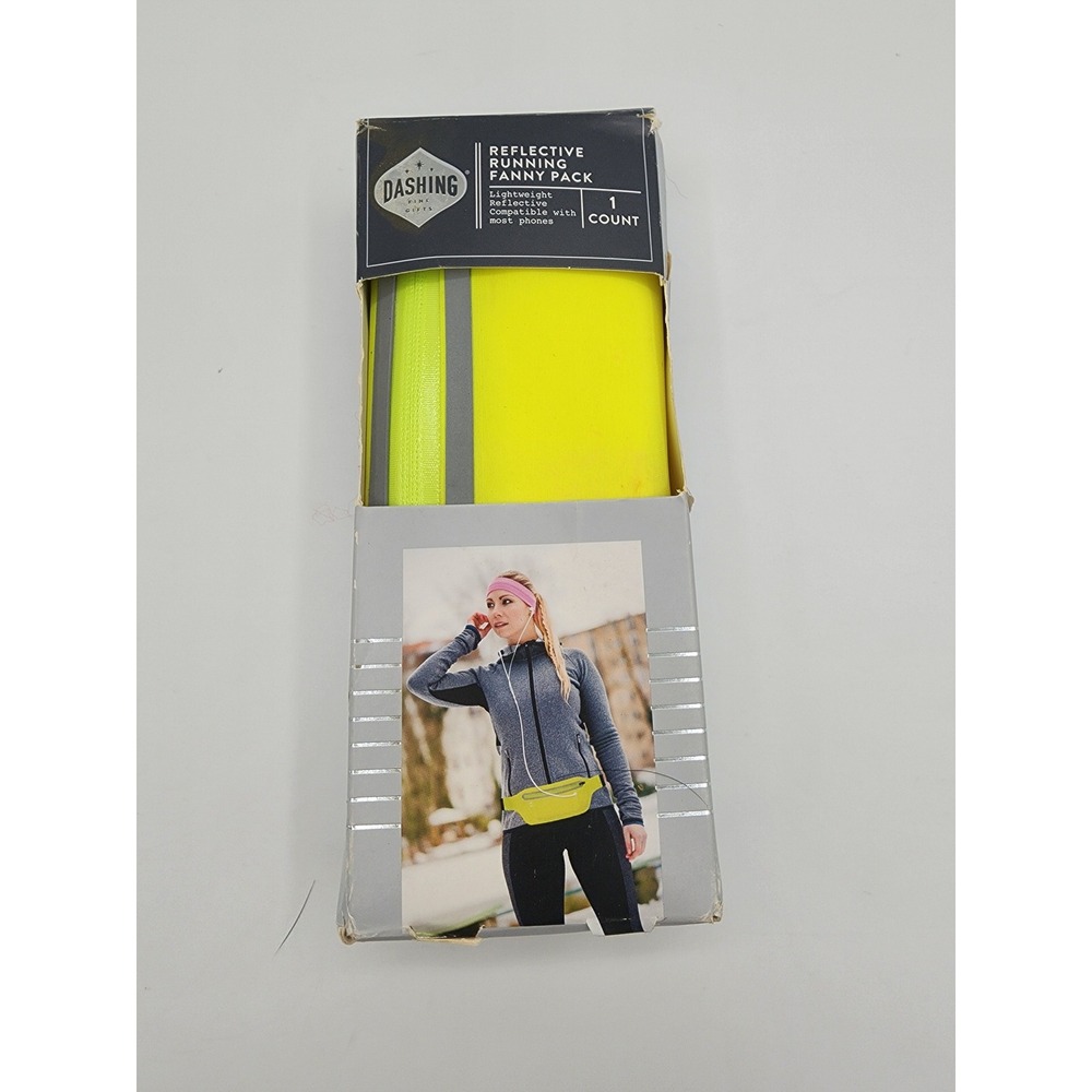 Dashing Fine Gifts Reflective Running Fanny Pack Neon Yellow‎ Slim Waist Bag